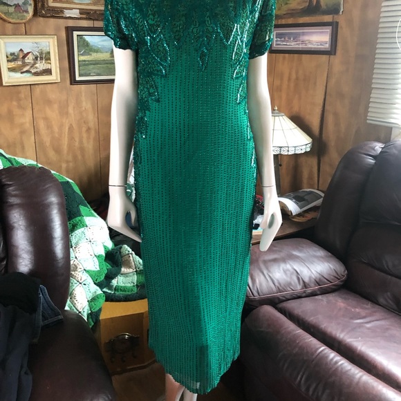 Vintage Silk Old Hollywood Glam Flapper Style Dress - Picture 8 of 10